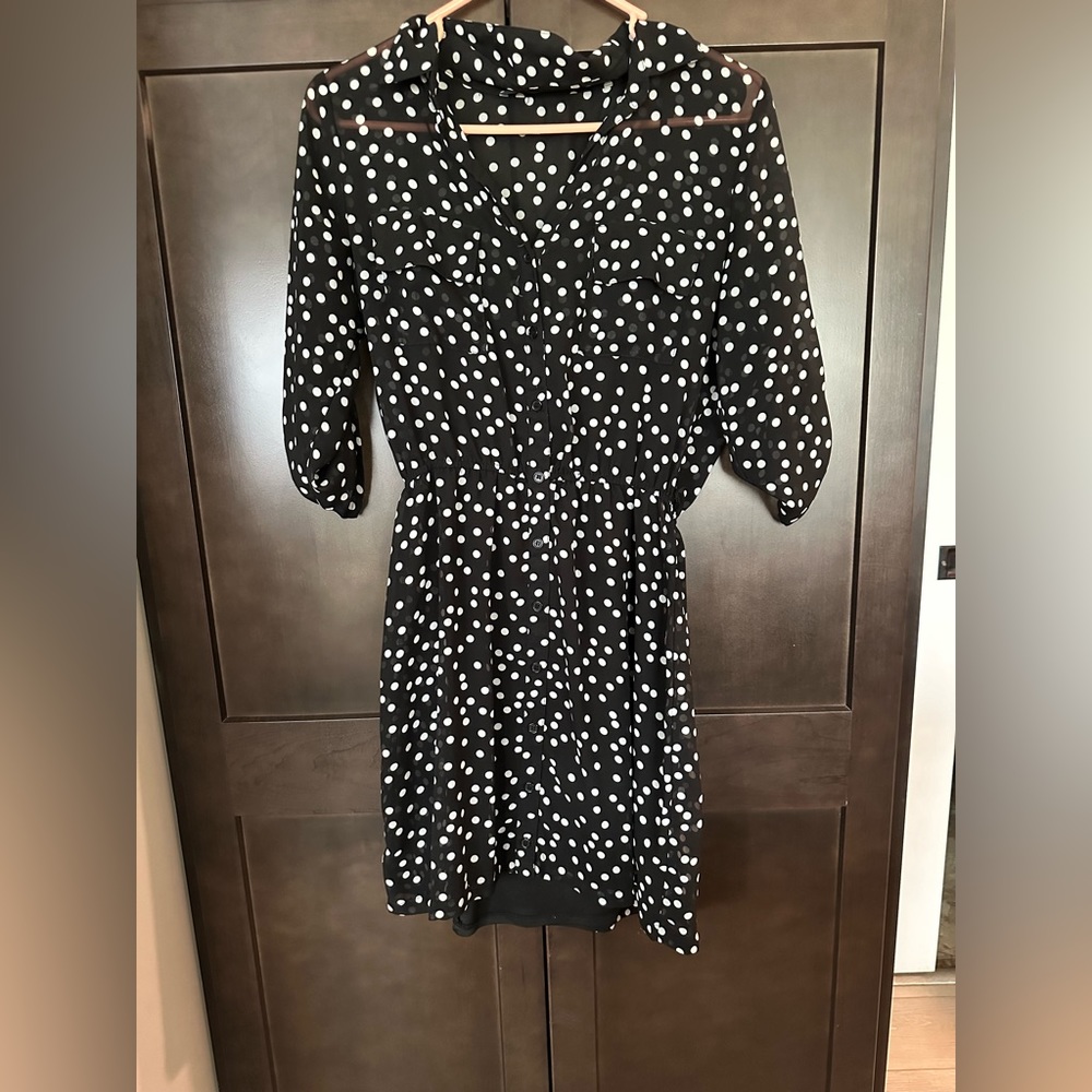 Black dress with white polkadots